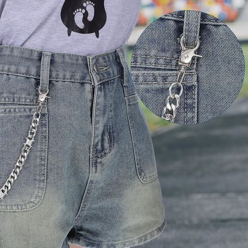 Wallet Chain Silver Heavy Duty Metal Keychain Pants Chain Hip Hop Punk Pocket Chain Goth Accessories for Women Men in Saudi Arabia