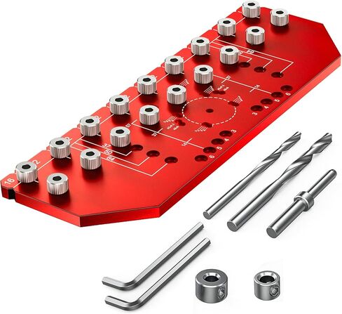 2-in-1 Shelf Pin jig and Hinge Jig, 1/4" And 5mm Metal Drilling Jig, Aluminum Cabinet Hole Pag Jig Template with Clamping Function, Straight Holes Hardware Jig in Kuwait