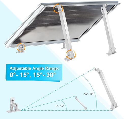2 Sets Adjustable Solar Panel Tilts Mount Brackets Aluminum Alloy Mounting Brackets Kit Support 50W 70W 100W 150W 200W 300W 400W Solar Panel for Roof/RV/Boat/Wall/Off-Grid/Camping in Kuwait
