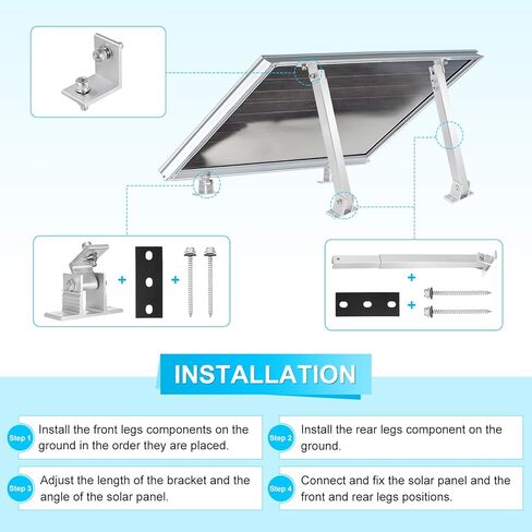 2 Sets Adjustable Solar Panel Tilts Mount Brackets Aluminum Alloy Mounting Brackets Kit Support 50W 70W 100W 150W 200W 300W 400W Solar Panel for Roof/RV/Boat/Wall/Off-Grid/Camping in Kuwait