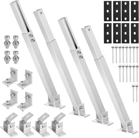 2 Sets Adjustable Solar Panel Tilts Mount Brackets Aluminum Alloy Mounting Brackets Kit Support 50W 70W 100W 150W 200W 300W 400W Solar Panel for Roof/RV/Boat/Wall/Off-Grid/Camping in Kuwait
