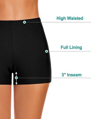 Women's Swim Shorts High Waisted Bathing Suit Bottoms Swimwear Boyshort Swimming Swimsuit Board Shorts in Kuwait