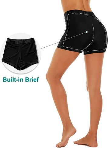 Women's Swim Shorts High Waisted Bathing Suit Bottoms Swimwear Boyshort Swimming Swimsuit Board Shorts in Kuwait