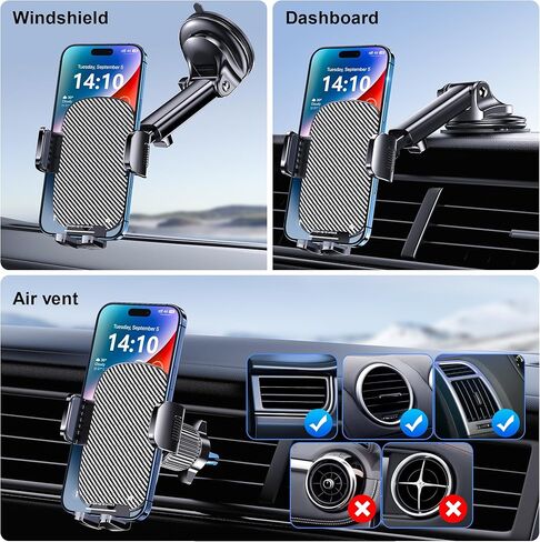 حامل الهاتف في السيارة لهاتف iPhone [شفط قوي] حامل الهاتف للوحة قيادة السيارة والزجاج الأمامي للملحقات العالمية [حافظات سميكة صديقة] حامل الهاتف الخليوي للسيارات يناسب هاتف iPhone الذكي in Kuwait