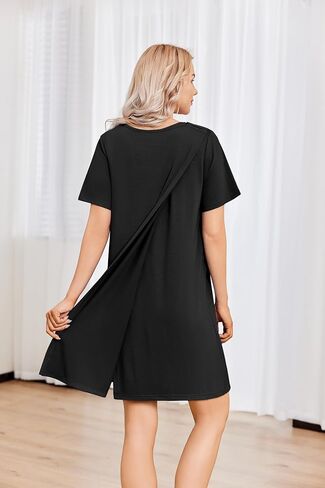 Deyeek Hospital Gowns for Women Tear Away Snap Open Back Dress Post Shoulder Surgery Dresses Soft Adaptive Clothing Nightgown in Kuwait