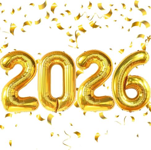 بالونات 2026 - بالونات ذهبية 16 بوصة رقم 2026 للعام الجديد - رقائق ذهبية 2026 بالون سنة جديدة سعيدة لمستلزمات حفلات رأس السنة الجديدة - ديكورات السنة الجديدة 2026 - ديكورات التخرج فئة 2026 in Kuwait