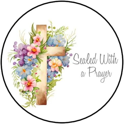 30 Pcs Sealed with a Prayer Stickers Labels Tags Envelope Seals Stamps, Floral, 1.5" Round Sticker for Cards Boxes Gifts Letters, Religious in Saudi Arabia