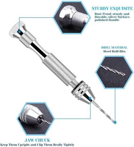 Resin Tools Kit with 1Pcs Pin Vise Hand Drill 10Pcs Drill Bits and 400Pcs Screw Eye Pins for DIY Keychain Pendant in Saudi Arabia