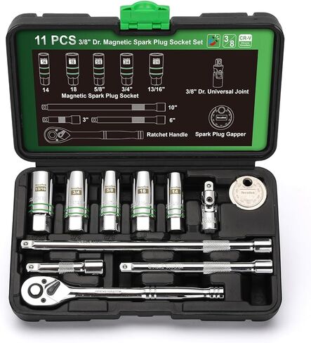 5 Piece 3/8-Inch Drive Magnetic Spark Plug Socket Set, Includes 14mm, 16mm Thin Wall Sockets and 9/16-inch, 5/8-inch, 13/16-inch Sockets, 6-Point and 12-Point, CR-V, Enhanced Magnetic Design in Kuwait