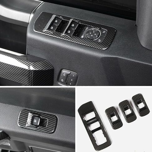 Car Window Lift Switch Button Cover Trim Stickers for Ford F150 F-150 2015-2020 Carbon Pattern Interior Door Armrest Panel Frame in Saudi Arabia