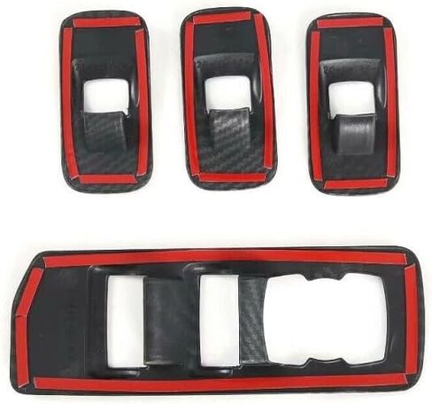 Car Window Lift Switch Button Cover Trim Stickers for Ford F150 F-150 2015-2020 Carbon Pattern Interior Door Armrest Panel Frame in Saudi Arabia