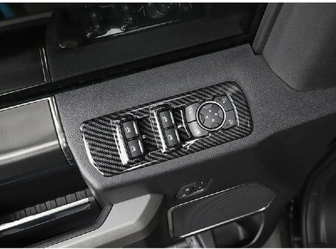 Car Window Lift Switch Button Cover Trim Stickers for Ford F150 F-150 2015-2020 Carbon Pattern Interior Door Armrest Panel Frame in Saudi Arabia