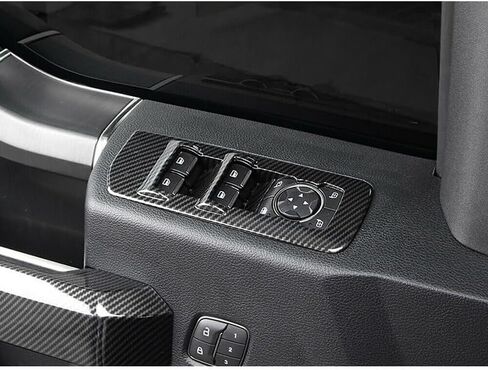 Car Window Lift Switch Button Cover Trim Stickers for Ford F150 F-150 2015-2020 Carbon Pattern Interior Door Armrest Panel Frame in Saudi Arabia