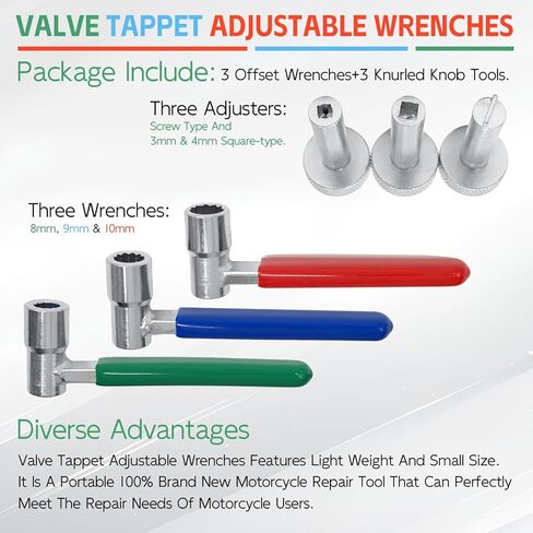 2218 أداة ضبط غماز صمام المحرك الصغير مجموعة من 6 قطع، مفاتيح ربط قابلة للتعديل لتخليص الصمامات تناسب الدراجات النارية ATV's ATC مع أدوات ضبط الغماز من النوع اللولبي in Kuwait