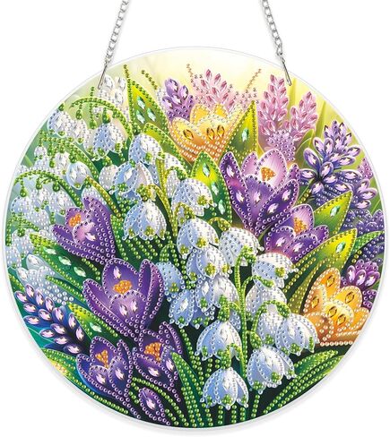 Eiflow Acrylic Diamond Art Hanging Kit for Adults, DIY Diamonds Painting Door Hanging Board Kit, Special Crystal Diamond Art Painting Pendant Ornament (Flowers) in Saudi Arabia