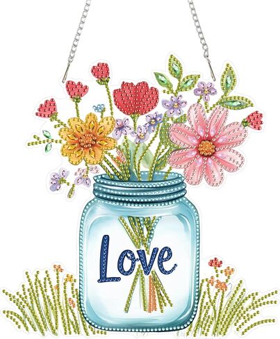 Eiflow Acrylic Diamond Art Hanging Kit for Adults, DIY Diamonds Painting Door Hanging Board Kit, Special Crystal Diamond Art Painting Pendant Ornament (Flowers) in Saudi Arabia