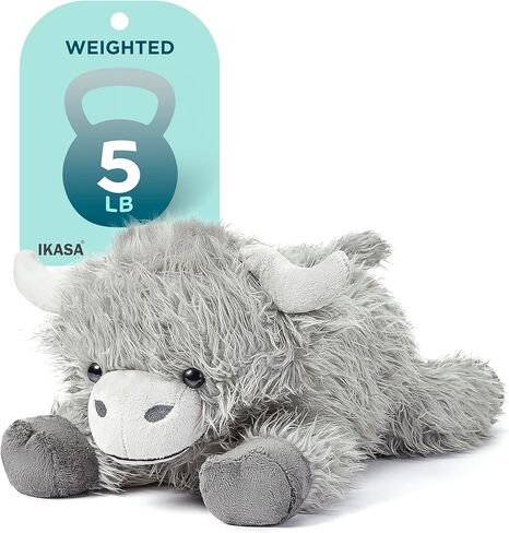 IKASA 5 رطل المرجحة الحيوانات المحشوة بقرة المرتفعات أفخم لعبة، 24 بوصة عملاقة كبيرة جامبو لينة اللعب، حجم كبير لطيف رقيق الثقيلة الدهون المتضخم Plushie، هدايا للأطفال الفتيات الفتيان in Kuwait