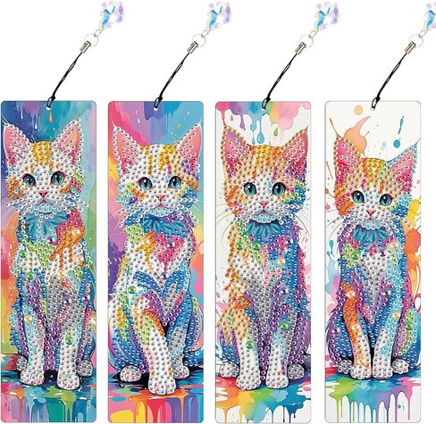 4 Pack Diamond Painting Bookmark Kits of Dragonfly and Flower, Special Shaped Diamond Art Bookmarks with Pendant, DIY Handmade Craft Home Office Supplies Reading Bookmark, Perfect Gift for Book Lovers in Saudi Arabia