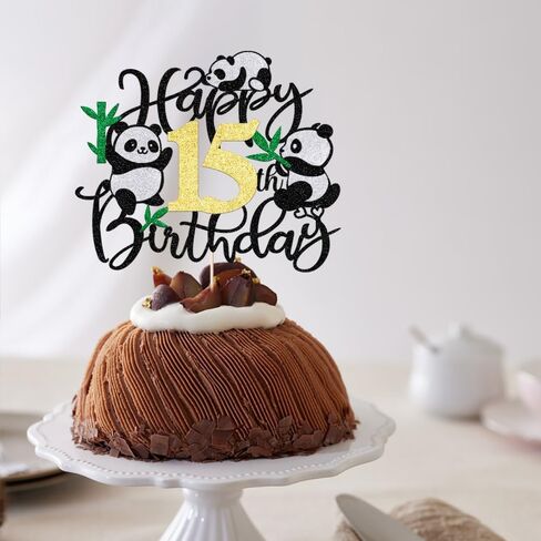 الباندا سعيد 10 عيد ميلاد كعكة توبر، زينة كعكة الباندا، حيوانات الغابة موضوع لوازم الحفلات، الأطفال الأطفال حديثي الولادة زينة حفلة عيد ميلاد. in Saudi Arabia