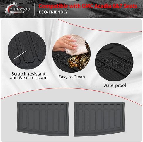 سجادات أرضية متوافقة مع 2017-2023 جي إم سي أكاديا 6 مقاعد بطانة البضائع الفرعية وغطاء المقعد الخلفي حامي جميع أحوال الطقس 2022 ملحقات أكاديا (6 مقاعد، سجادات أرضية مجموعة كاملة 8 قطع) in Kuwait