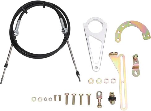 SIXRUN Hard Transmission Column Cable Shift Linkage Kit TH350 TH400 700R4 TH200 2004R 4L60 4L80E, fittef with 6ft Steering Column Diameter 2in for Short Selector Shaft Only in Saudi Arabia