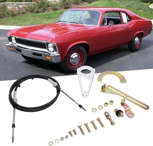 SIXRUN Hard Transmission Column Cable Shift Linkage Kit TH350 TH400 700R4 TH200 2004R 4L60 4L80E, fittef with 6ft Steering Column Diameter 2in for Short Selector Shaft Only in Saudi Arabia