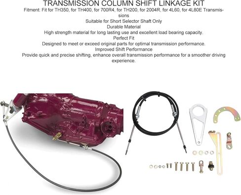 SIXRUN Hard Transmission Column Cable Shift Linkage Kit TH350 TH400 700R4 TH200 2004R 4L60 4L80E, fittef with 6ft Steering Column Diameter 2in for Short Selector Shaft Only in Saudi Arabia
