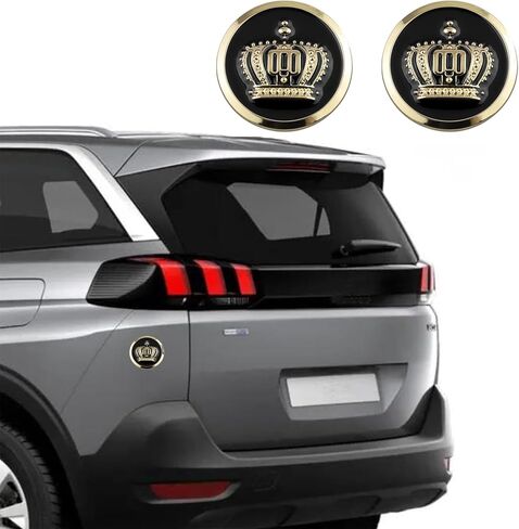 شعارات تاج دائرية، ملصقات سيارة على شكل تاج ألماس كريستالي لتزيين نافذة السيارة SUV (أسود فضي) in Kuwait