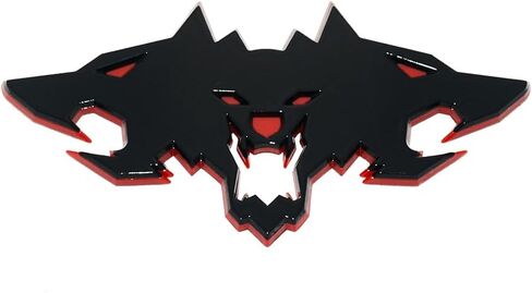 1Pc Wolf Pack Emblem Badge 3D Sticker Tailgate Trunk RearNameplate Self-Adhesive (Red) in Saudi Arabia
