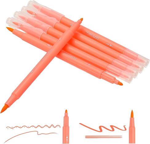 PATIKIL Dual Brush Markers, Wine Red Fine and Brush Tip Pen Artist Colored Marker Set Supplies for Adult Coloring Books Lettering Journaling Calligraphy Drawing Doodling, 6 Pcs in Saudi Arabia