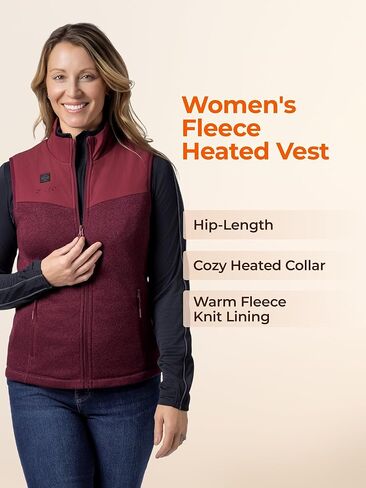 ORORO Women's Lightweight Heated Sweater Fleece Vest with 4 Heat Zones, Heated Recycled Fleece Vest (Charger Not Included) in Kuwait