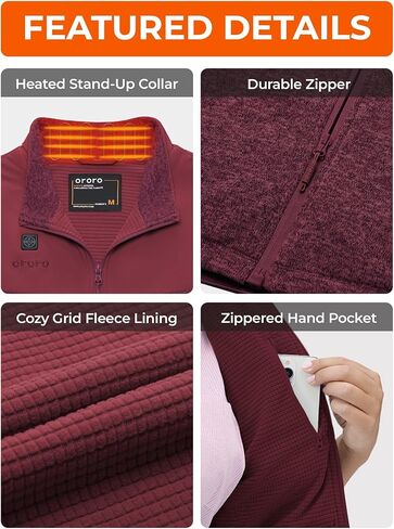 ORORO Women's Lightweight Heated Sweater Fleece Vest with 4 Heat Zones, Heated Recycled Fleece Vest (Charger Not Included) in Kuwait