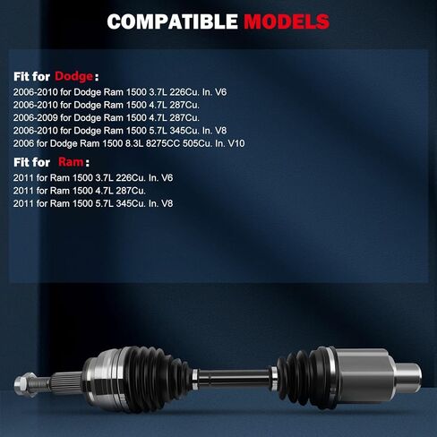 cciyu 66-3404 Front Left/Right CV Axle Shaft Assembly For Dodge For Ram 1500 2006-2010 For Ram For 1500 2011 AWD in Saudi Arabia