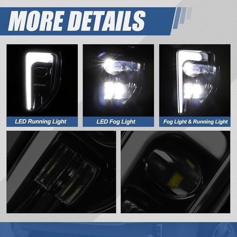 مصابيح الضباب L-LED DRL من Auto Dynasty متوافقة مع 2016-2019 Chevy Silverado 1500، مصابيح الضباب الأمامية للقيادة مع محول وتسخير الأسلاك، عدسة سوداء مدخنة in Kuwait