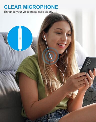 Wired Earbuds, 2 Pack 3.5mm Headphones with Mic, [MFi Certified] Clear Call Volume Control HiFi Stereo Surround Sounds Cord Earphones for Laptop PC Chromebook iPhone Samsung A14 Android Switch in Saudi Arabia