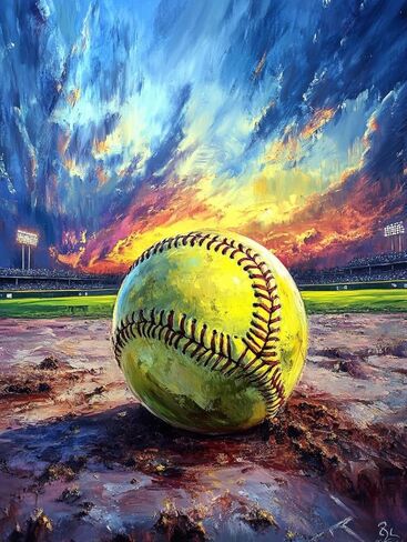 مجموعة لوحات فنية ماسية 5D Softball Diamond مقاس 12 × 16 بوصة للبالغين والمبتدئين - أعمال فنية ذاتية الصنع للاسترخاء وديكور جدار المنزل 3 in Saudi Arabia