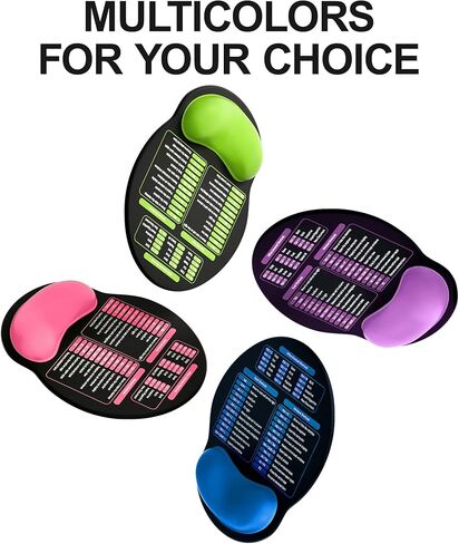 Excel Mouse Pad with Wrist Rest, Small Excel Cheat Sheet Desk Pad with Windows/Office Shortcuts, Ergonomic Mousepad with Wrist Support, Office Desk Mat for Computer (Black Purple) in Saudi Arabia
