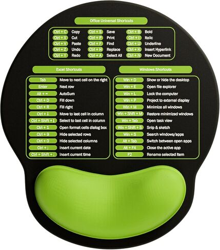 Excel Mouse Pad with Wrist Rest, Small Excel Cheat Sheet Desk Pad with Windows/Office Shortcuts, Ergonomic Mousepad with Wrist Support, Office Desk Mat for Computer (Black Purple) in Saudi Arabia
