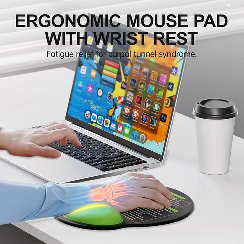 Excel Mouse Pad with Wrist Rest, Small Excel Cheat Sheet Desk Pad with Windows/Office Shortcuts, Ergonomic Mousepad with Wrist Support, Office Desk Mat for Computer (Black Purple) in Saudi Arabia