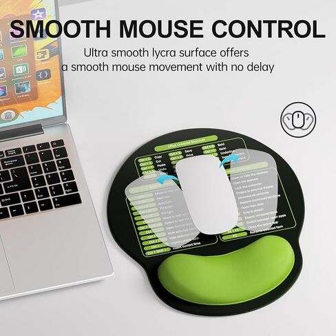 Excel Mouse Pad with Wrist Rest, Small Excel Cheat Sheet Desk Pad with Windows/Office Shortcuts, Ergonomic Mousepad with Wrist Support, Office Desk Mat for Computer (Black Purple) in Saudi Arabia