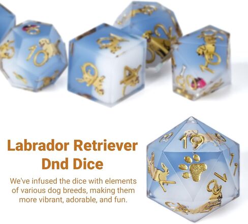DND Dice Set 7-Pcs, Sharp Edge Cute Dog Style Resin Dice Polyhedral Resin Sharp Edge Dice for Roleplaying Games Dungeons and Dragons RPG MTG Table Games（Golden Retriever） in Saudi Arabia
