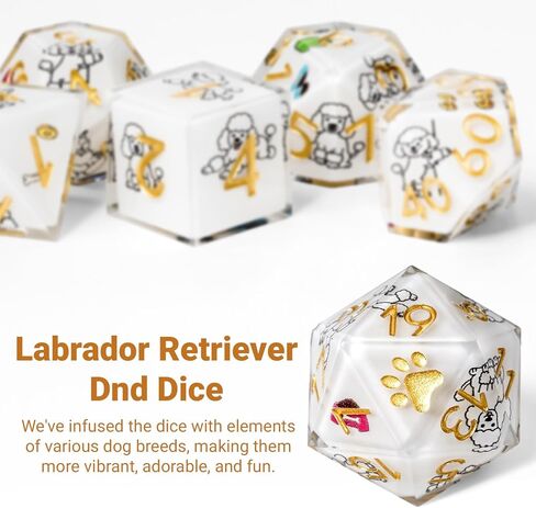 DND Dice Set 7-Pcs, Sharp Edge Cute Dog Style Resin Dice Polyhedral Resin Sharp Edge Dice for Roleplaying Games Dungeons and Dragons RPG MTG Table Games（Golden Retriever） in Saudi Arabia