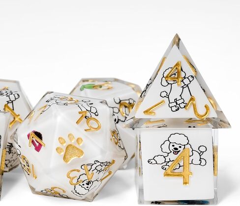 DND Dice Set 7-Pcs, Sharp Edge Cute Dog Style Resin Dice Polyhedral Resin Sharp Edge Dice for Roleplaying Games Dungeons and Dragons RPG MTG Table Games（Golden Retriever） in Saudi Arabia