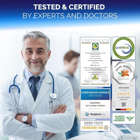 وسادة دعم قطنية مريحة من Healthfix® - مصممة بخبرة في ألمانيا - تعمل على تحسين وضعية الجسم وتخفيف آلام الظهر - وسادة ظهر من الإسفنج الذكي لكرسي المكتب والأريكة - متينة (185-300 رطل) in Saudi Arabia