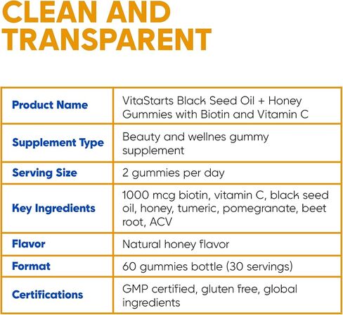 Black Seed Oil & Honey Gummies with Biotin, Vitamin C, Turmeric, Pomegranate & Thymoquinone for Immune, Joint, Digestion and Skin Support, 60 Count in Saudi Arabia