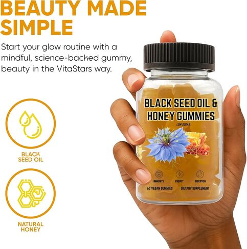 Black Seed Oil & Honey Gummies with Biotin, Vitamin C, Turmeric, Pomegranate & Thymoquinone for Immune, Joint, Digestion and Skin Support, 60 Count in Saudi Arabia