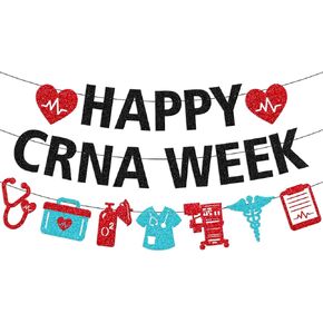 لافتة أسبوع CRNA السعيدة، ديكورات أسبوع CRNA، ممرضة مسجلة معتمدة، ديكور أسبوع ممرضة التخدير، تقدير ممرضة التخدير، خلفية الحفلة، لوازم لامعة سوداء in Kuwait