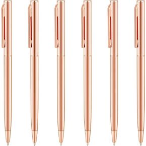 أقلام حبر جاف معدنية رفيعة قابلة للسحب من Unibene - ذهبي وردي، هدية رائعة لطلاب المكاتب الموحدة والمعلمين وحفلات الزفاف وأعياد الميلاد، نقطة متوسطة (1 مم) 6 عبوات بالحبر الأسود in Kuwait