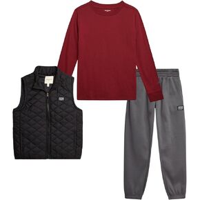 AEROPOSTALE Boys' Sweatsuit Set - 3 Piece Zip Up Hoodie, Puffer Vest and Jogger Sweatpants - Boys' Activewear Set (4-12) in Kuwait