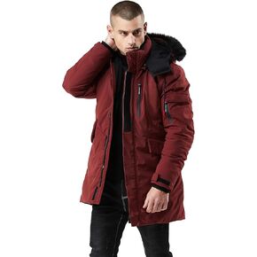 سترة تزلج دافئة للرجال من WEEN CHARM، سترة منفوخة مقاومة للماء، معطف شتوي طويل مع غطاء من الفرو الصناعي قابل للإزالة in Kuwait